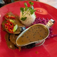 Katsu curry with crispy aubergine at Bill's in Guildford