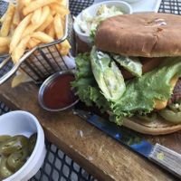 Cruelty free Burger and fries  at Something Vegan in Toluca Lake