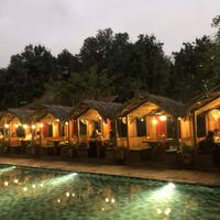 They have these table huts super cute   at Chookie's Beer Garden in Ninh Binh