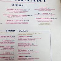 Menu at NUL73 in Den Bosch