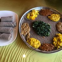 Veggie platter for 2  at Fassil Restaurant in Vancouver