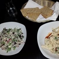 Cauliflower, tabule salad, and gluten-free bread. at Seasons by Shlomy in Tamarindo