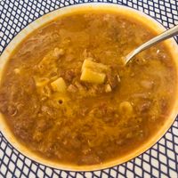 Amazing vegan bean and pasta soup  at LHR - Carluccio's - T5 in West London