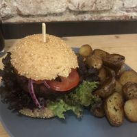 vegan burger  at Fabrik Food Factory in Brno
