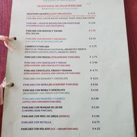 Menu at Carmita's Pancake House Restaurant in Montanita