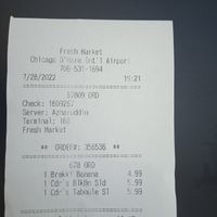 Reciet 28.7.22 at ORD - Fresh Market on the Go - T1 in Chicago