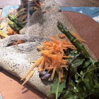 Vegan crepe and kombucha made on site  at Creperia La Boheme in Cusco