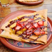 Vegan Mango and Strawberry Crêpe at Creperia La Boheme in Cusco