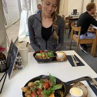 Vegan breakfast with a “snack”😄 at Partisan in York