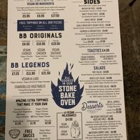 Menu dec 2019 at Basement Browns in Leamington Spa