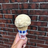 Cinnamon gelato on a sugar cone  at Gorgeous Gelato in Portland