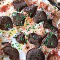 Vegan cheese and sister seitan pepperoni  at Luben's Pizza in Folkestone