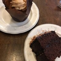 Vegan chocolate cake and vegan walnut and banana cupcake! at Orchard Lane Coffee House in Folkestone