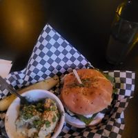 Bleu burger and potato salad, both delicious! at Georgetown Liquor Company in Seattle