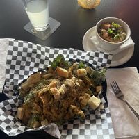 Aerial View of Late Lunch w/Kombucha (SO GOOD) 😍  at Georgetown Liquor Company in Seattle
