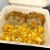 biscuits + gravy + tofu scramble (takeout) at Georgetown Liquor Company in Seattle