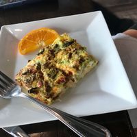 Broccoli Cheddar Quiche for the non vegan family members  at Wild Rabbit Bistro in Ormond Beach