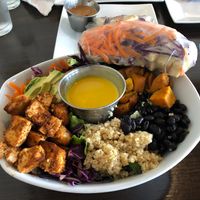 The Buddha Bowl and raw Spring Roll at Wild Rabbit Bistro in Ormond Beach