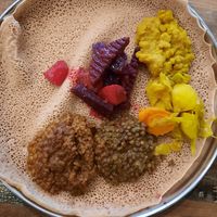 Vegan platter at Konjo Ethiopian Restaurant in Footscray