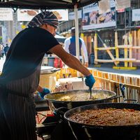 Cooking the dishes each morning, we start at 4am! at The Tempeh Man - Food Stall in London