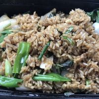 Thai Fried rice: no protein, no eggs, no tomatoes, extra garlic   at Lemon Grass in Brooklyn Park