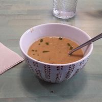 Excellent soup with azuki at Amaranta Biobar in Valencia