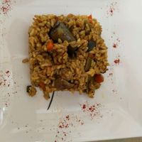 Paella Valenciana de verduras  at Amaranta Biobar in Valencia