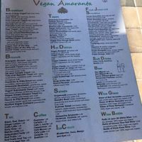 The menu at Amaranta Biobar in Valencia