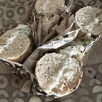 With vegan 🌱 cream cheese - it was ok.  at Rise Bagel Co. in Minneapolis