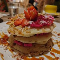 Vegan pancake stack at Yellow Flower Cafe in Ubud