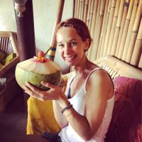 Super big young coconut at Yellow Flower Cafe in Ubud