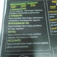 Menu for Vegan pizzas (price for delivery, half cheaper in the restaurant) at ZN Pizza in Lille
