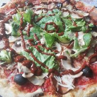 The 'picante' pizza with added mushrooms and harissa. at ZN Pizza in Lille