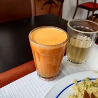 Apple and carrot juice at A Colmeia in Lisbon