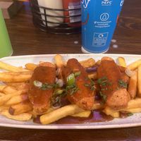 Chick’n strips with chips and gravy   at The Common Room in Sheffield