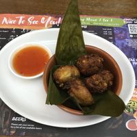 Sweetcorn cakes at Banana Tree in Oxford