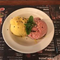Mango and raspberry sorbet at Banana Tree in Oxford