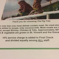 They do not use dairy and meat stock in veg dishes  at The Fig Tree in Port Elizabeth