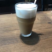 Soya latte at Sanseveria Bagelsalon in Bruges