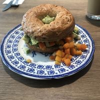‘Misty’ special - butternut in maple sauce, avocado, apple, pine nuts and pepper at Sanseveria Bagelsalon in Bruges