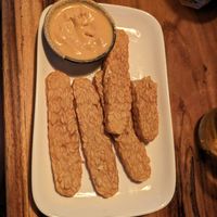 Tempeh appetizer with peanut sauce. Crunchy bliss at Ethos in Bangkok