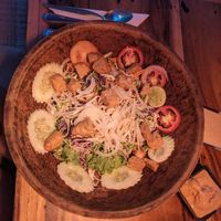 Tempeh and peanut sauce salad. Pure freshness, add the sauces and turn it into naughty delicious freshness at Ethos in Bangkok