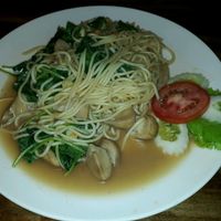 Spaghetti with mushroom and spinach at Ethos in Bangkok