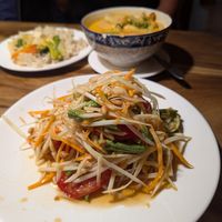 Papaya salad and massaman curry at Ethos in Bangkok