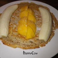 banana and mango pancake with coconu cream at Ethos in Bangkok