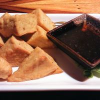 good large pieces of fried tofu at Ethos in Bangkok