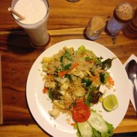 rice and veggies at Ethos in Bangkok