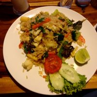 rice and veggies at Ethos in Bangkok