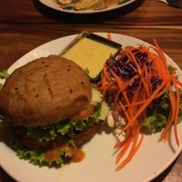 Veggie burger with vegan dip  at Ethos in Bangkok
