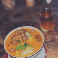 Red curry and kombucha at Ethos in Bangkok